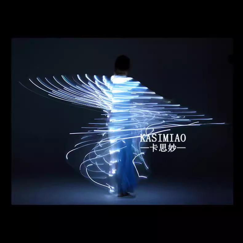 Led Luminous Wings Dance Wings Fluorescent Butterfly Dancing Luminous Props Belly Dance Slit White Wings Cloak