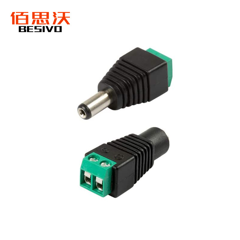 Разъем DC 5.5*2.1 для женского подключения, без сварки, для светодиодной ленты, мониторинг источника питания, зеленый клеммный разъем