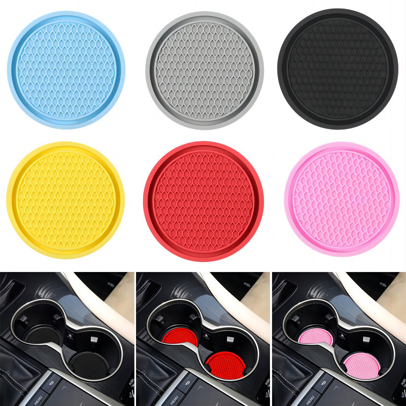 Cross-border Car Cup Mat Round Grid Car Anti-slip Cup Mat Heat Insulation Creative Storage Decoration