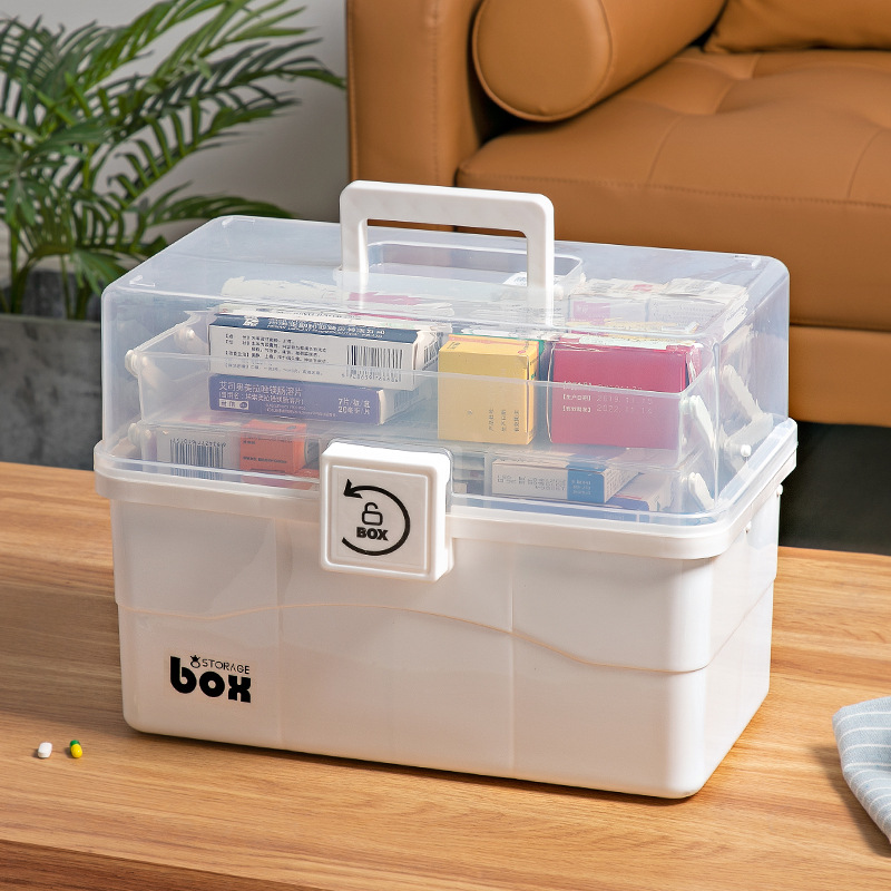 Medicine Box Medicine Box Household Medicine Storage Box Household Small Medical First Aid Box Large Capacity Storage Box Artifact
