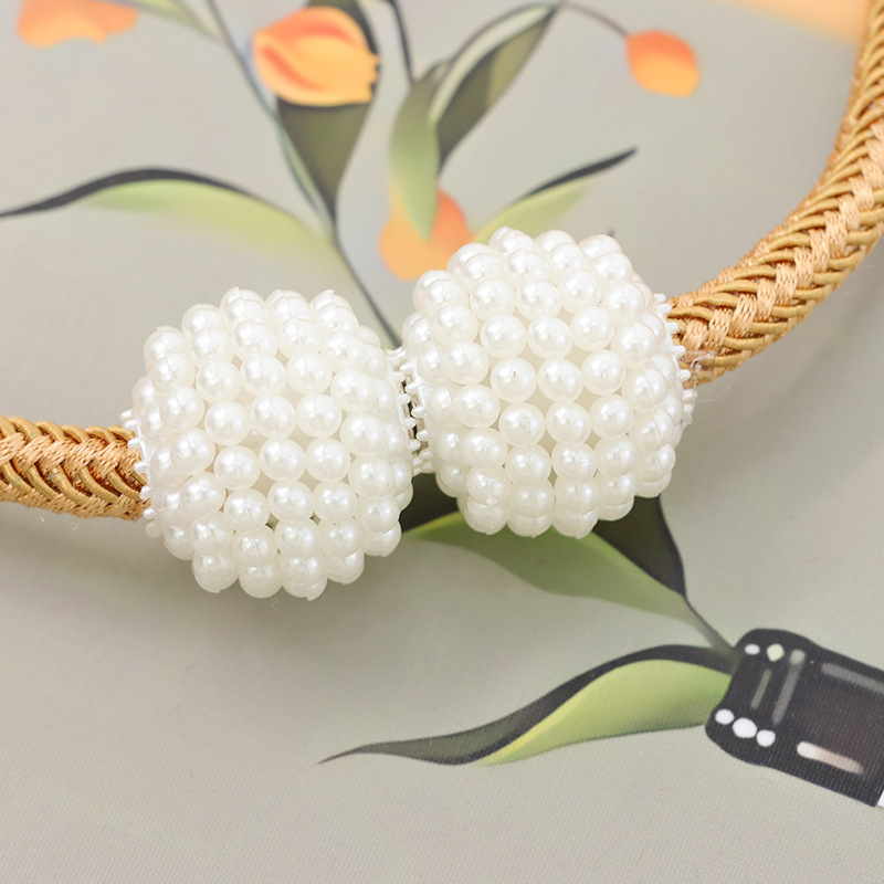 Factory Direct Curtain Strap Pearl Magnetic Buckle Punch-free Modern Simple Curtain Strap Strap Rope Magnetic Buckle Accessories