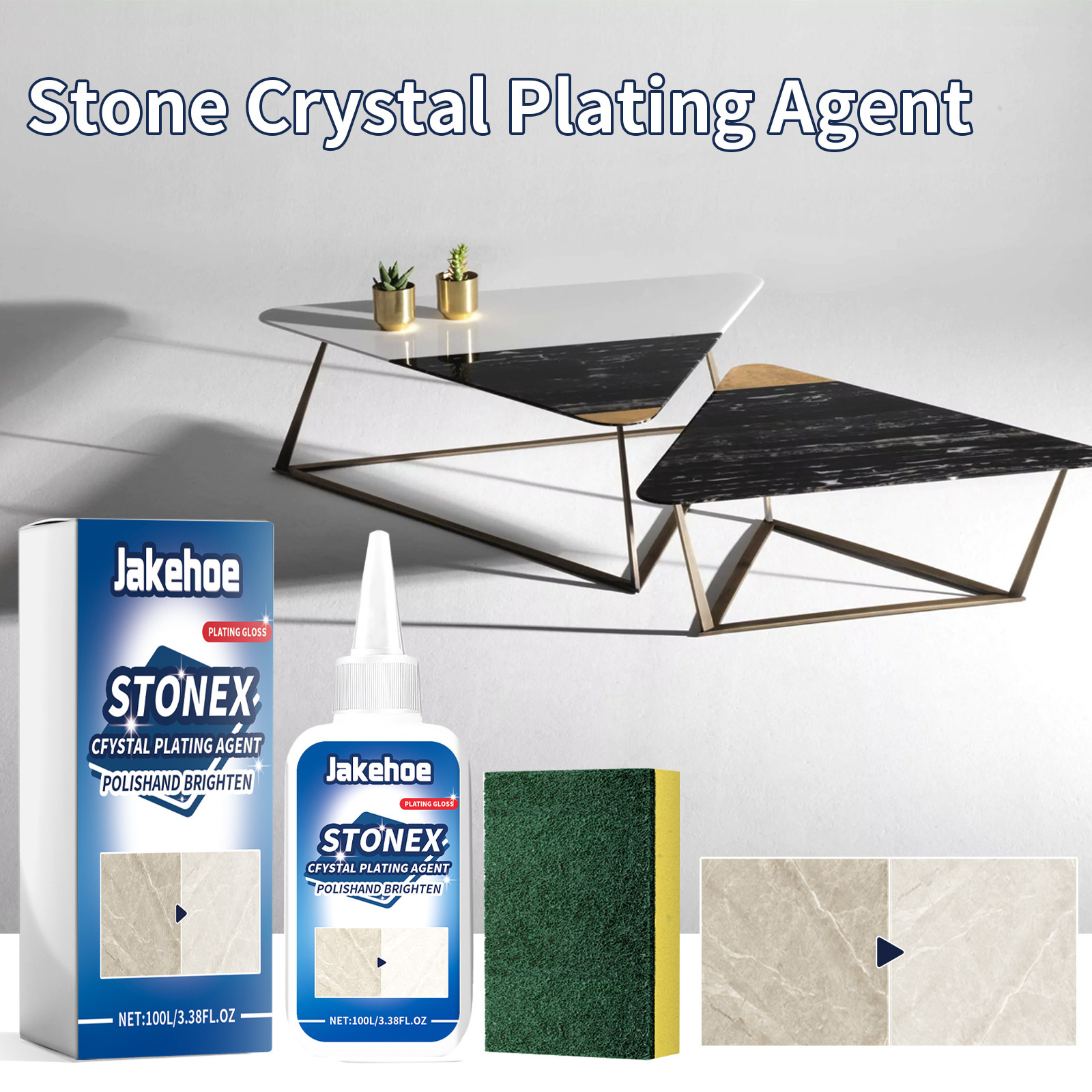 Jakehoe Stone Crystal Plating Agent Kitchen Tile Marble Surface Renewal Care Brightening Maintenance Cleaning Agent