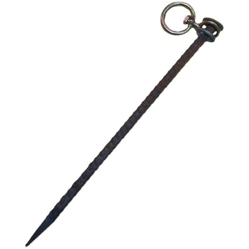Ring-Bolt Threaded Steel Cattle Bolt Stakes for Livestock, Large Dog Stakes, Horse Stakes, Rotating Long Nails, Sheep Grazing Chains