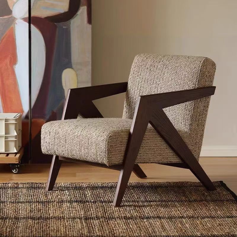 Single Sofa Chair Richard French Mid-Century Style Living Room Balcony Leisure Chair Solid Wood Designer Sofa Single Chair