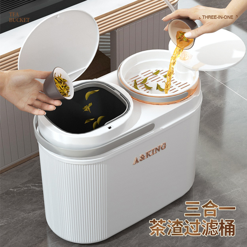 Household wet and dry separation trash can wholesale tea residue filter trash can Household Office tea bucket waste bucket