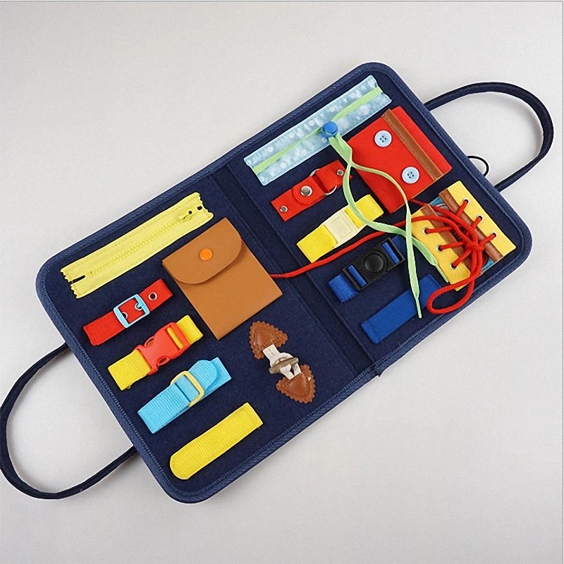 Cross-border Felt Dressing Board Children's Intelligence Toy Learning Board Early Education Maternal and Infant Toy Handbag Busy Board
