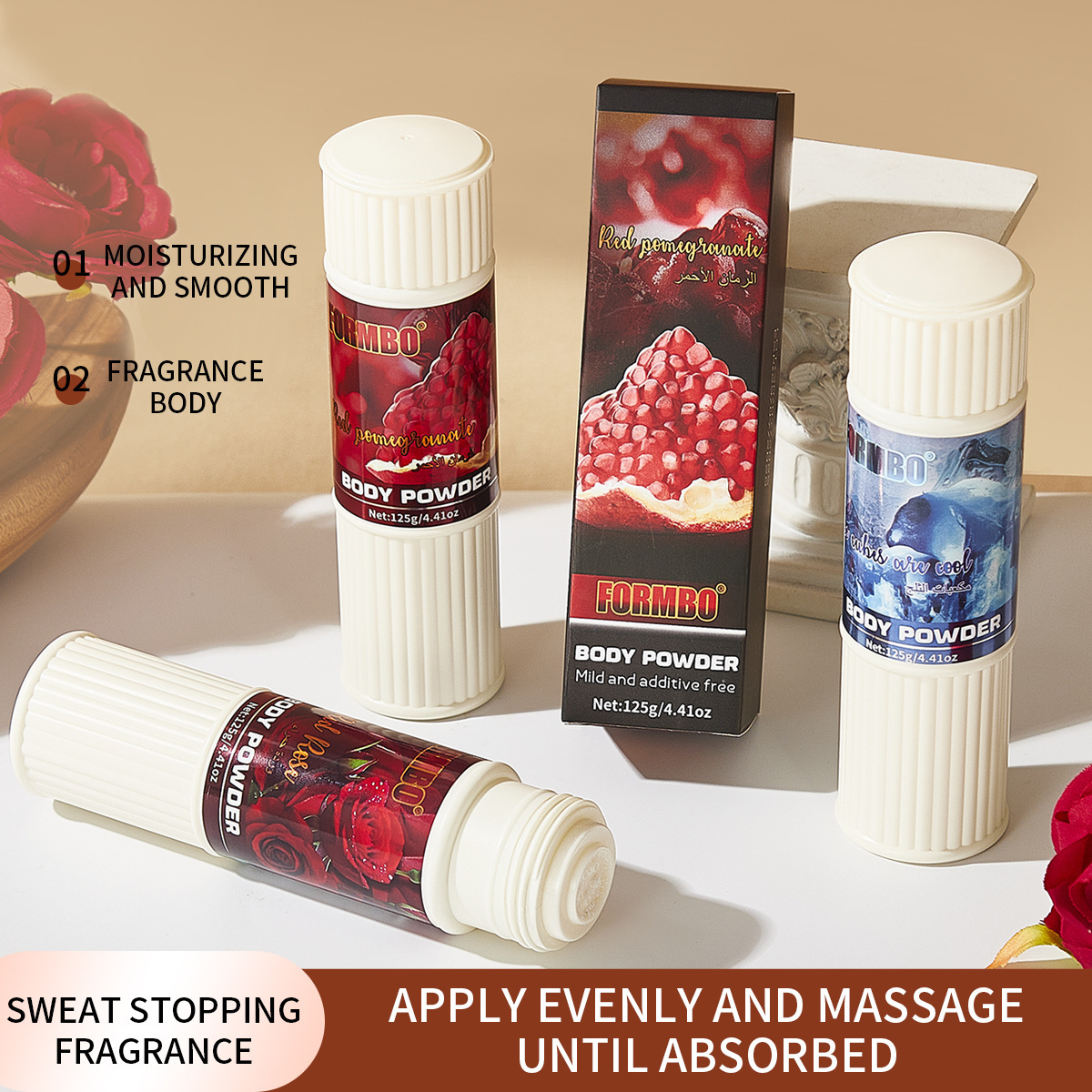 Cross-Border Exclusive Supply of Formbo Body Powder, Refreshing Underarms, Long-Lasting Moisturizing, Smooth and Delicate, Removes Odor, Compact and Portable