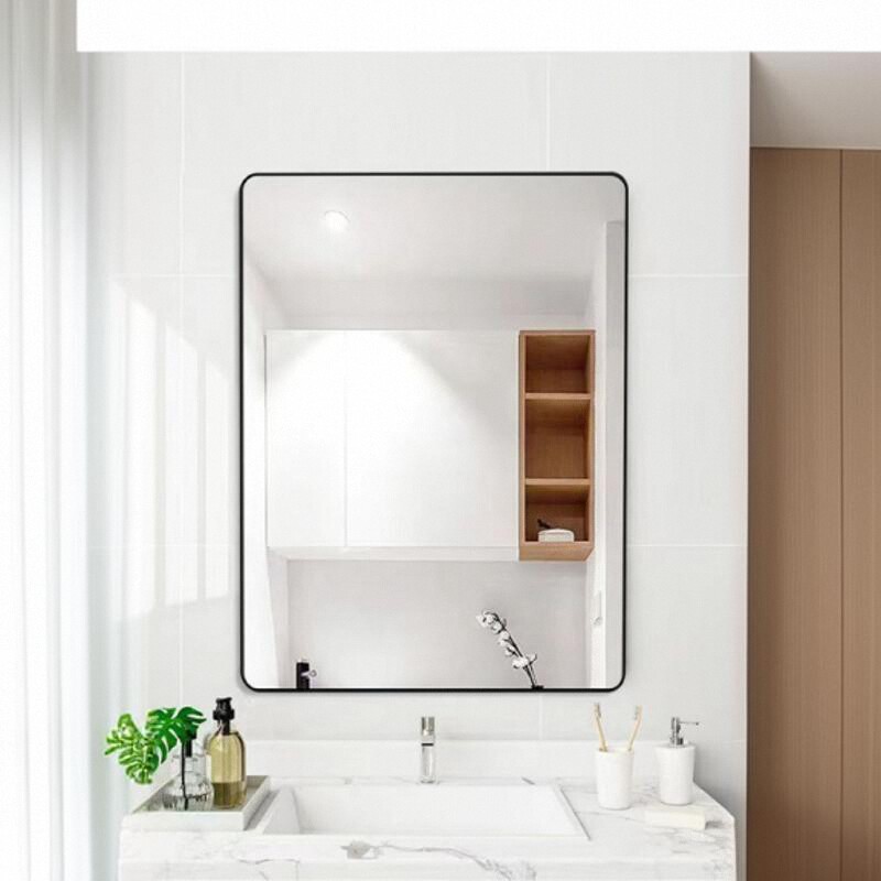 Glass Mirror Bathroom Mirror Bathroom Mirror Bathroom Toilet Toilet Paste Wall Punch-Free High-Definition Framed