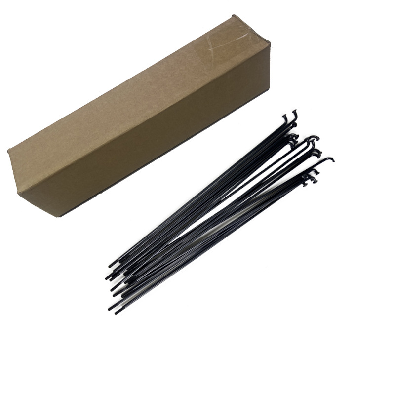 Black 14G mountain bike spoke with cap 45# steel bicycle spoke steel wire car spoke factory