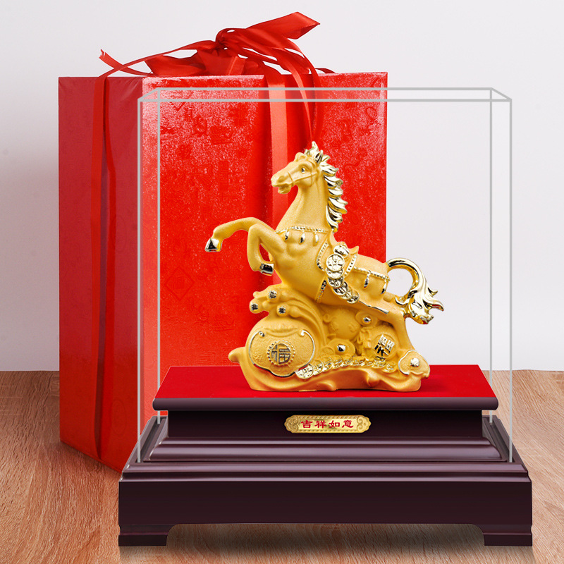 Бархатные песочные золотые фигурки лошадей для привлечения богатства и достижения успеха, декор для кабинета с винным шкафом, офисное украшение, подарок на новоселье для страховки