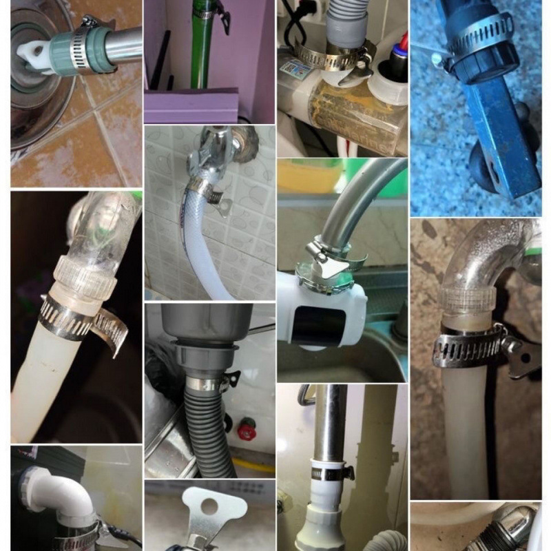 Stainless Steel Water Pipe Clamp Car Wash Water Gun Connector Pipe Buckle with Handle Hose Clamp Universal Hose Fixed Hoop