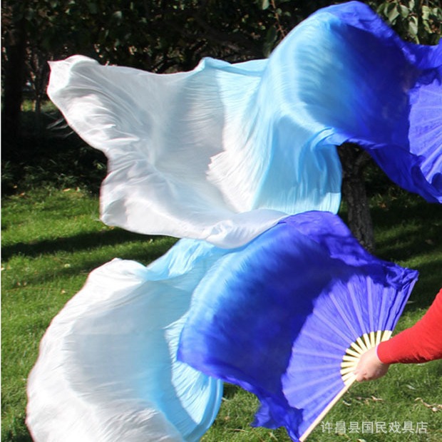 Silk fan belly dance double fan 1.5\1.8 m lengthened dance fan three-color long silk fan silk long fan