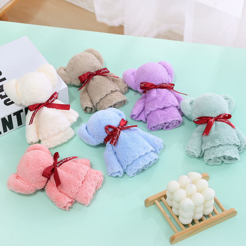 Coral Velvet Bear Towel Souvenir Wedding Shop Promotion Event Small Gift Opening Kindergarten Gift Wholesale