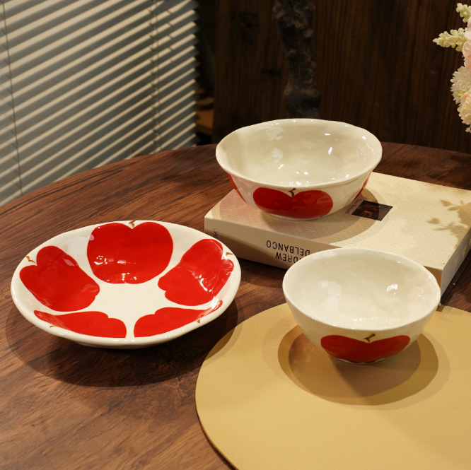 High-end Simple ins Large Apple Series Dessert Bowl Rice Bowl Small Soup Bowl Plate