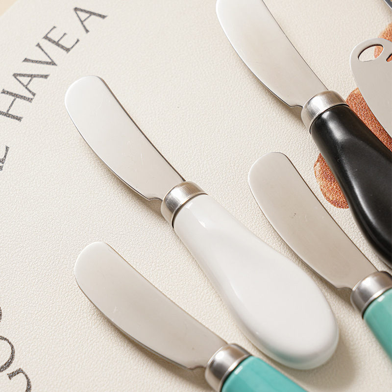 Color glaze butter knife tableware cheese with hole cream knife bread jam knife cheese butter knife cross-border wholesale more