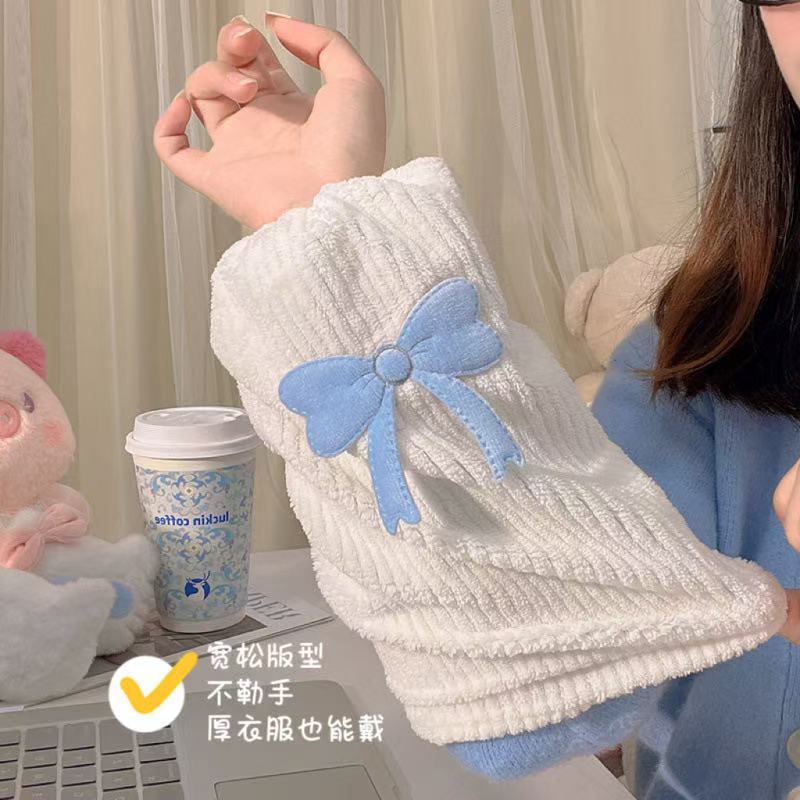 Bow Sleeve Office Work Cute down Jacket Sleeve Long Versatile Anti-Fouling Sleeve Student Style Sleeve