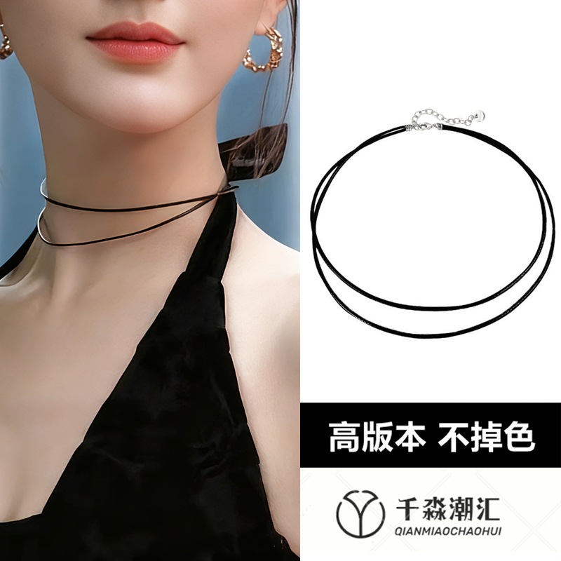 Титановая сталь, долговечное сохранение цвета, ослепительное ожерелье, черный чокер, простой универсальный модный