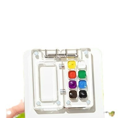 Mini watercolor paint walnut box acrylic box portable hand ledger sketching travel painting book color palette
