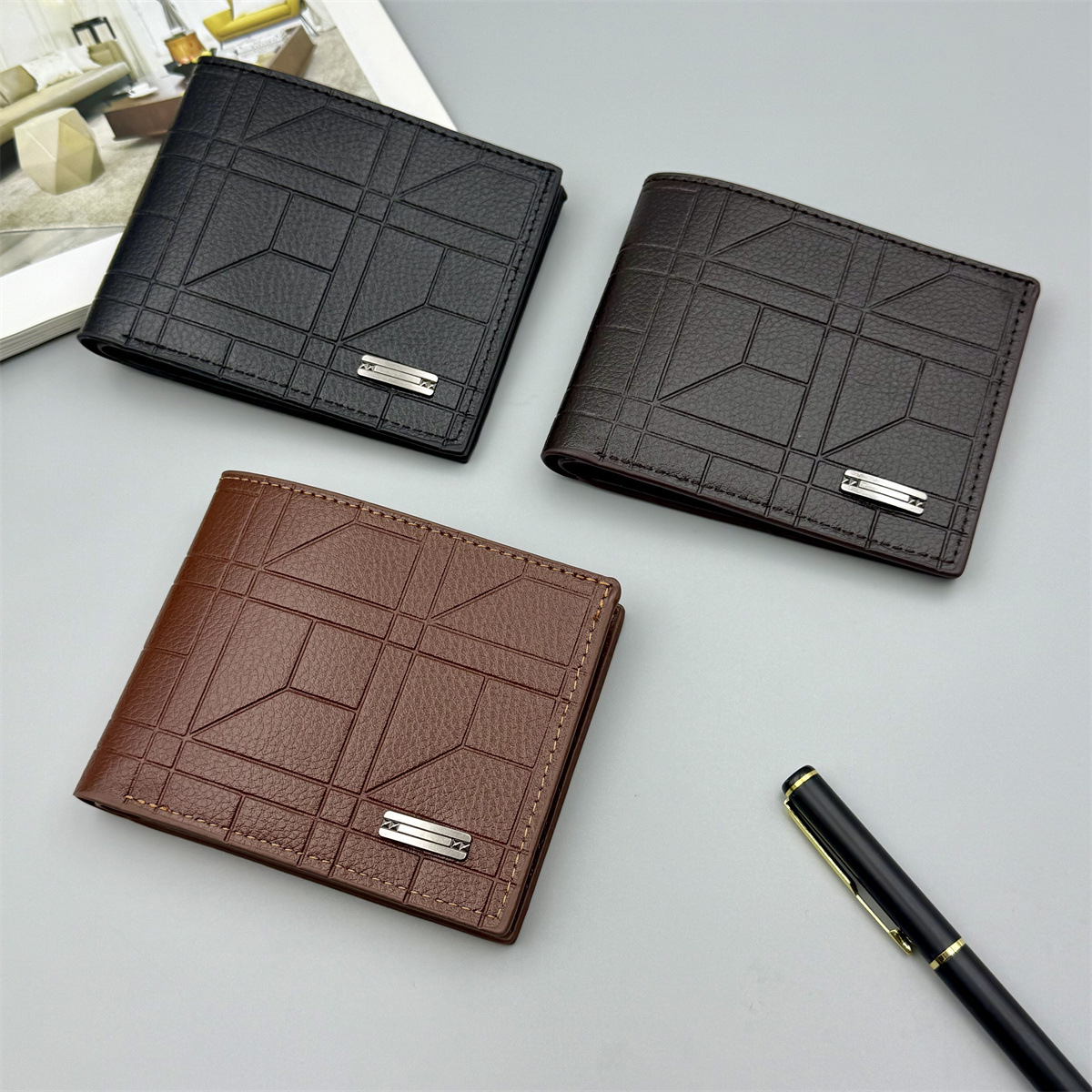New Cross-Border Men's Wallet, High-End, Large-Capacity, Ultra-Light, Fashionable Wallet, Amazon Hot Product, Ready-Made Manufacturer
