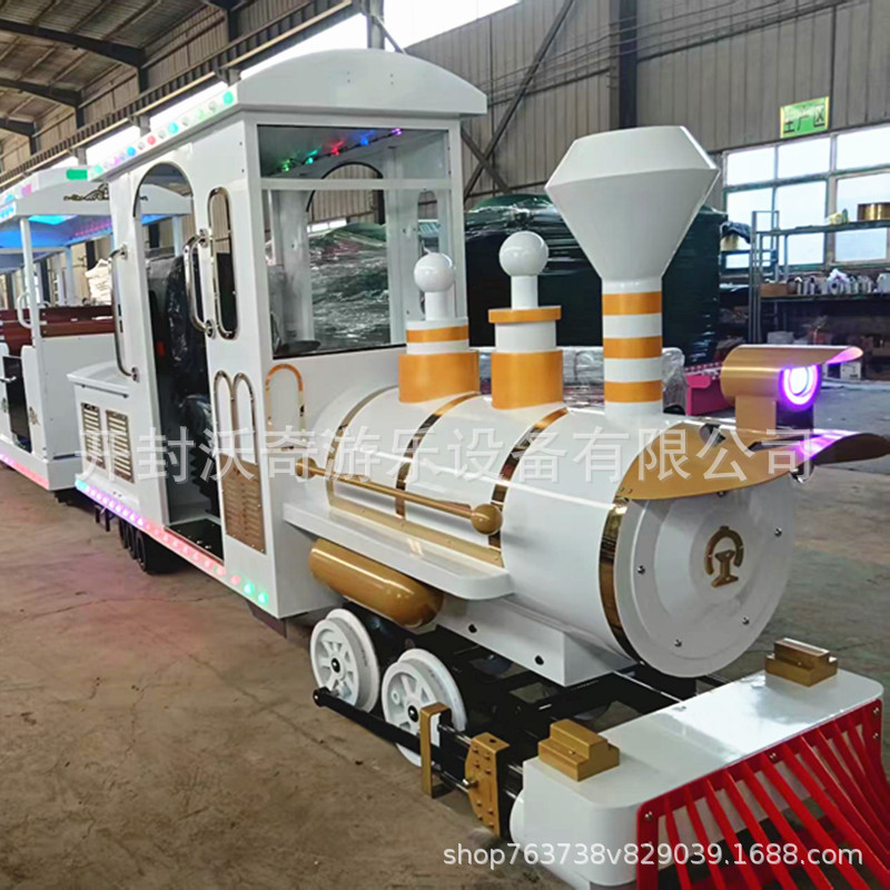 Medium-Sized Rail Train, Large Amusement Equipment, Multi-Person Children's Outdoor Scenic Spot with Smoke and Whistle, Flower Sea and Lotus Pond