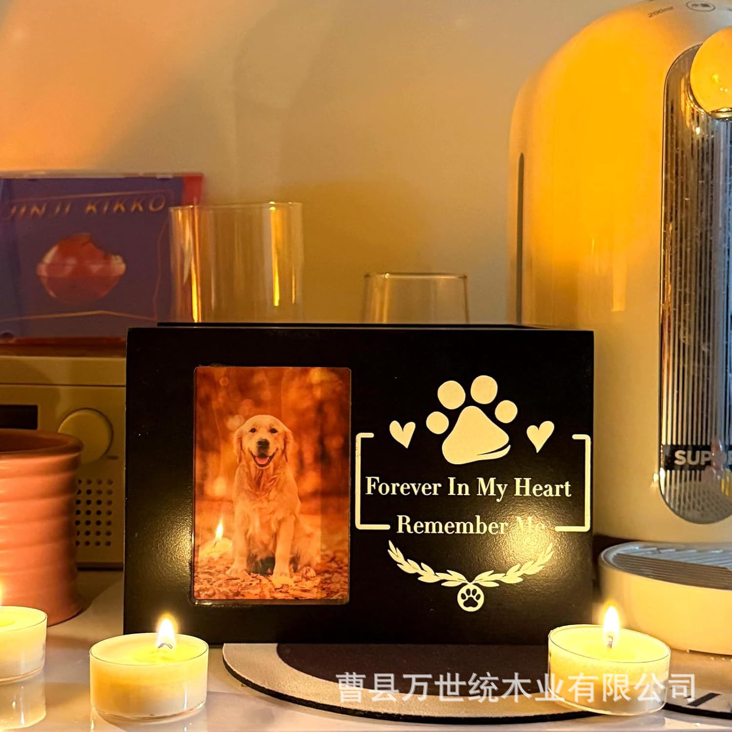 Cross-Border Solid Wood Pet Urn Can Be Attached to Photos Desktop Pet Memorial Burial Box Cat and Dog Pet Cremation Wooden Box
