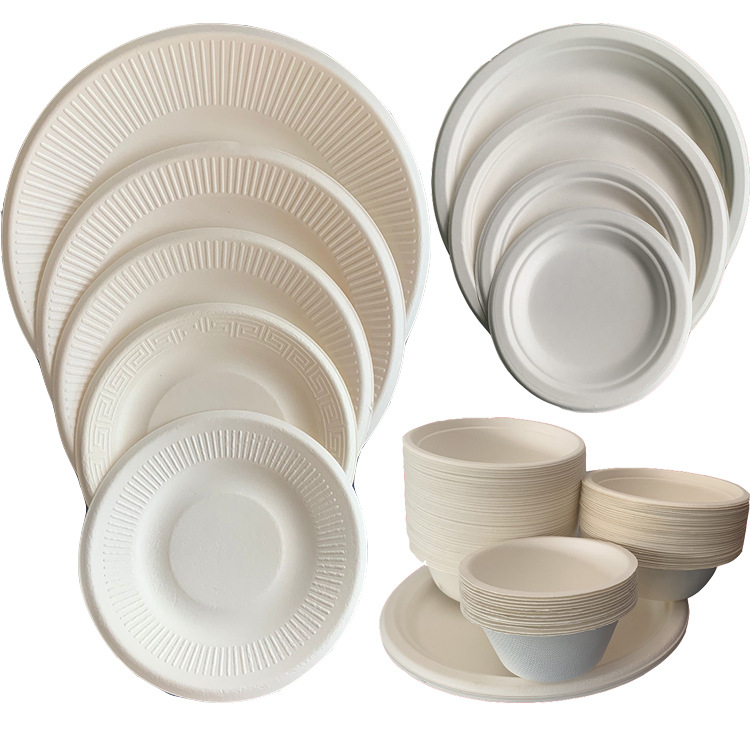 Disposable Paper Plate 5 Inch Thickened Cake Dinner Plate Sugarcane Pulp Degradable Picnic Barbecue White Paper Plate