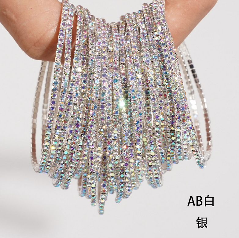 Europe and the United States cross-border diamond elastic bracelet color water diamond bracelet high sense bracelet lovers bracelet wholesale