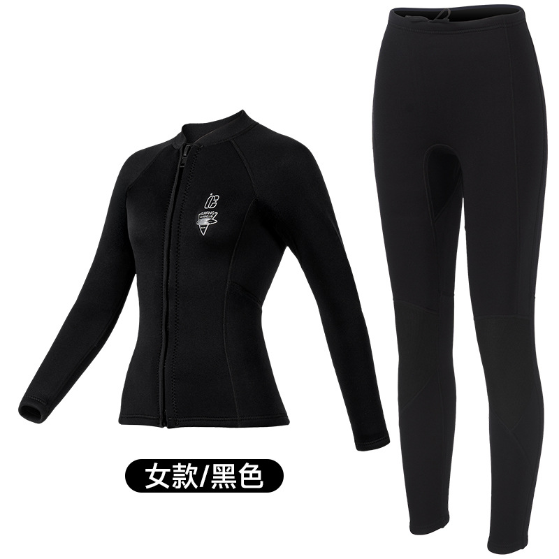 3mm Diving Suit Men's Split Diving Suit Women's Long Sleeve Cold-proof Warm Diving Top Pants Snorkeling Surfing Swimsuit