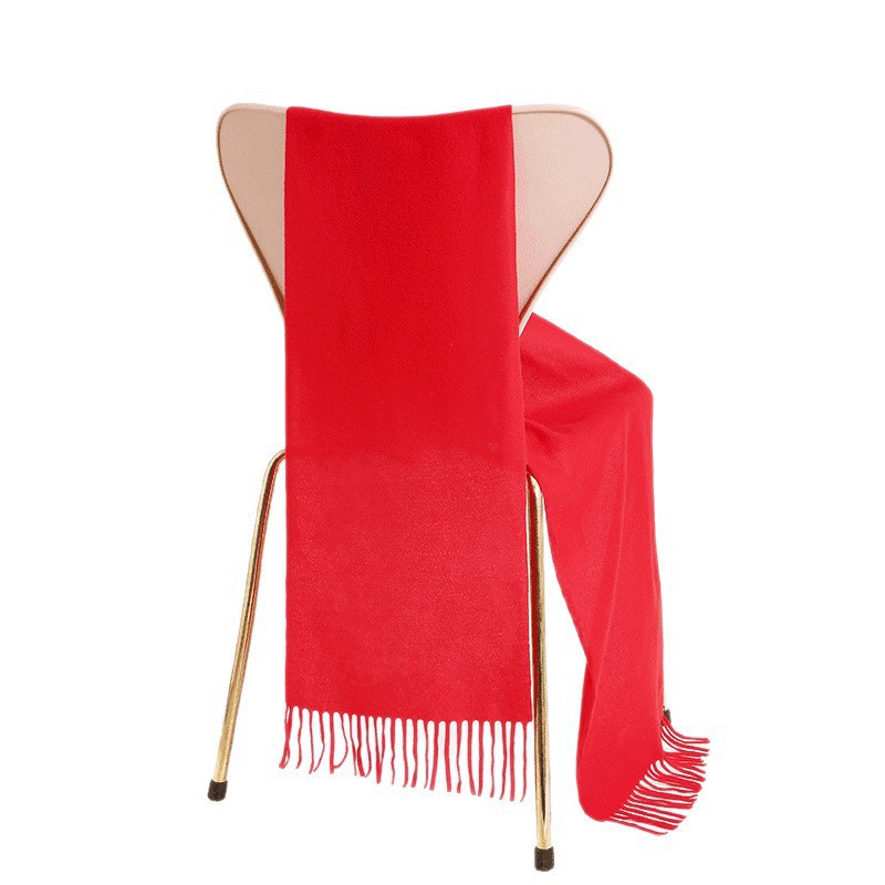 Red Scarf Chinese Red Custom Printed Logo Mulberry Silk Short Beard Scarf Corporate Event Class Reunion Printed Embroider