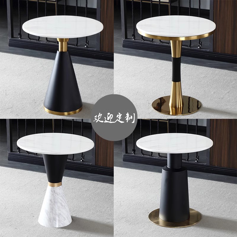 Small Round Table Italian Style Sales Office Light Luxury Living Room Negotiation Table Small Coffee Table Rock Sofa Side Table Board Surface Hotel Home