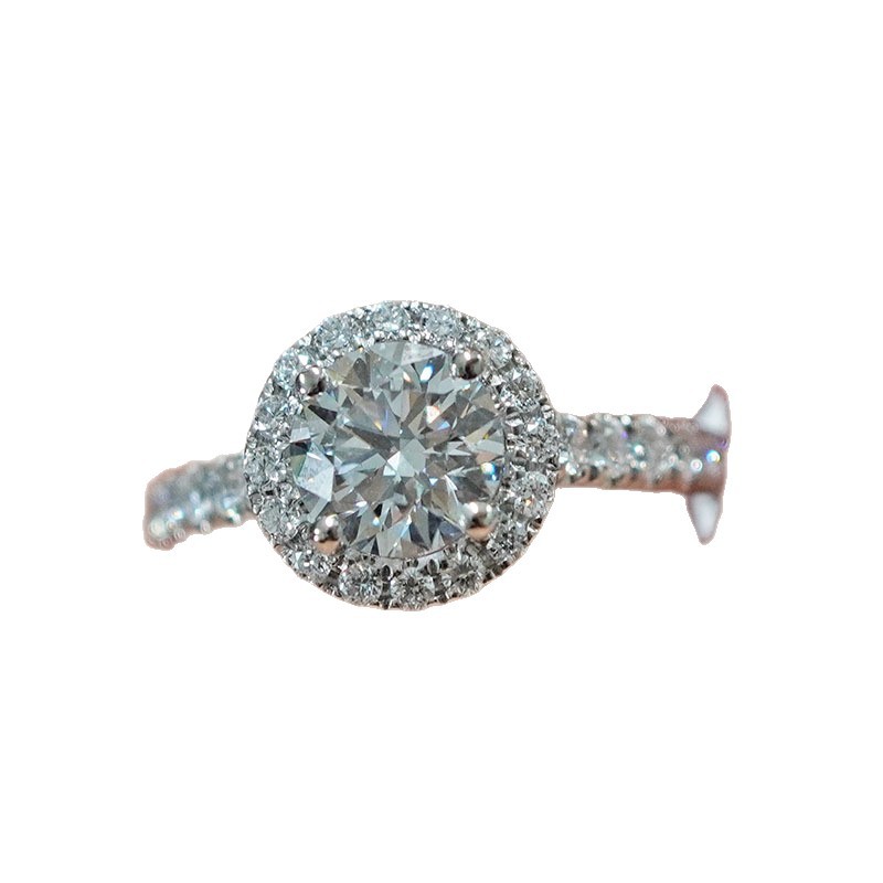 Pt950 Platinum Cultivated Diamond Ring for Women Round Starry Wedding Proposal