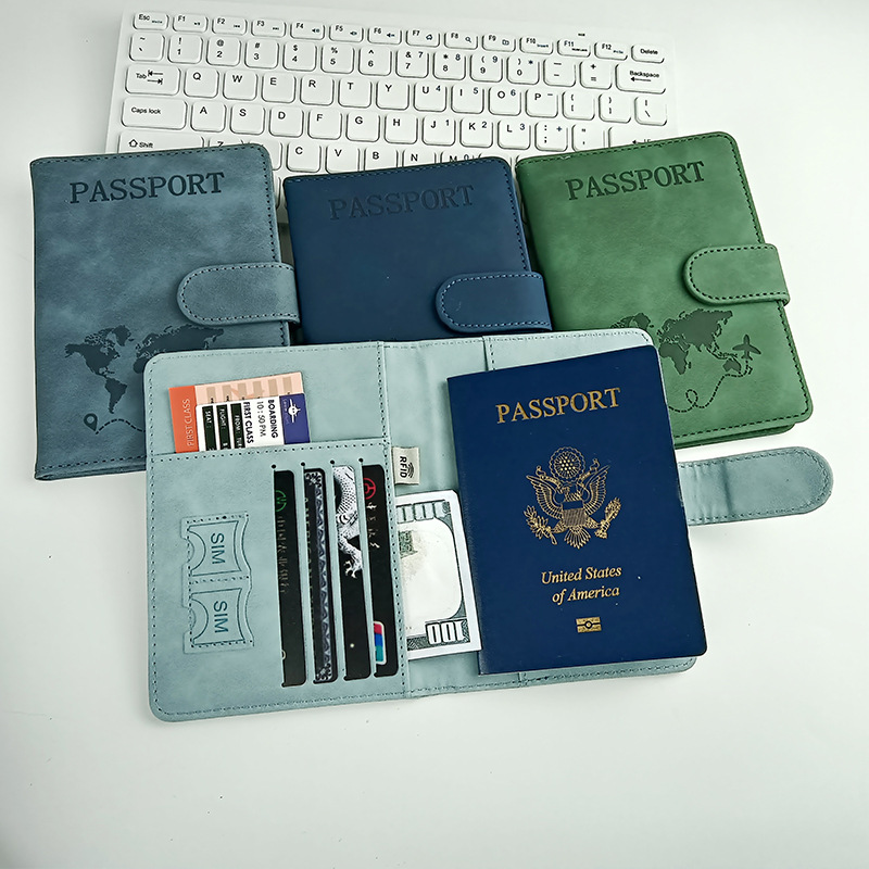 Cross-border in stock multi-color passport protection this set can be set LOGO passport holder pu leather skin feeling leather passport bag