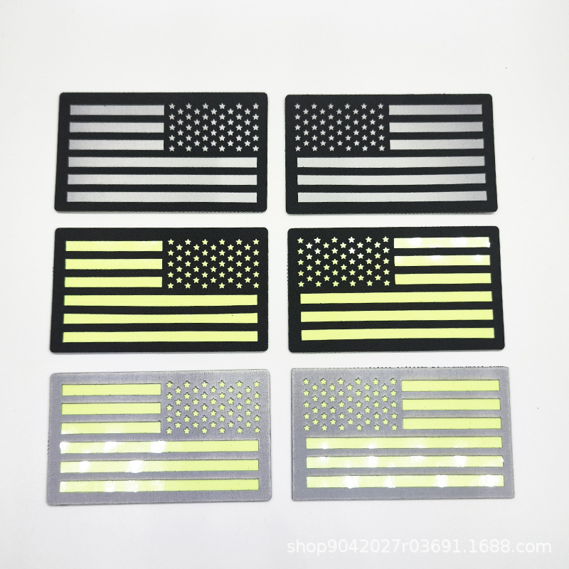Luminous reflective American flag embroidery woven rubber stamp Velcro ir Velcro armband wholesale military fan accessories
