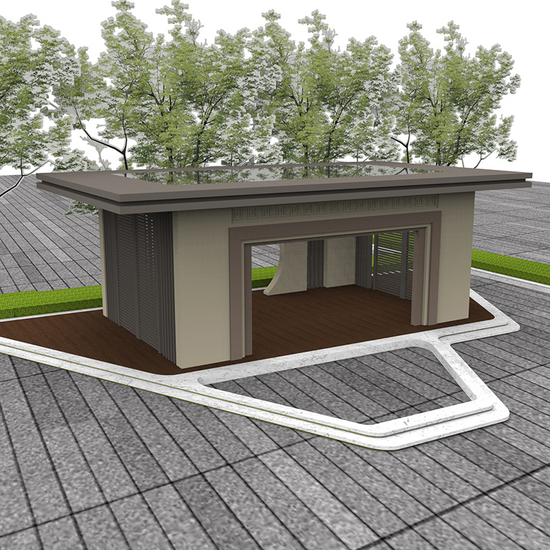 New Chinese-Style Villa Pavilion Outdoor Courtyard Aluminum Alloy Flat-Top Glass Pavilion Sunshade Garden Park Landscape Pavilion