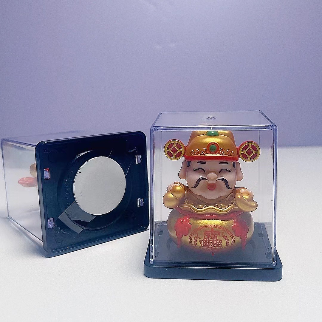 2inch Solar God of Wealth Light Energy Nodding Mascot Home Car Creative Ornament New Year Gift Scenic Area Gift