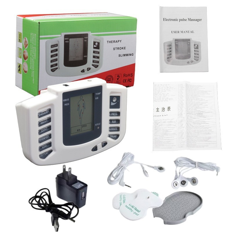 Cross-Border E-Commerce Jr309A English/Russian Massager Physiotherapy Device with 8 Patches, No Slippers, Travel-Friendly and Portable