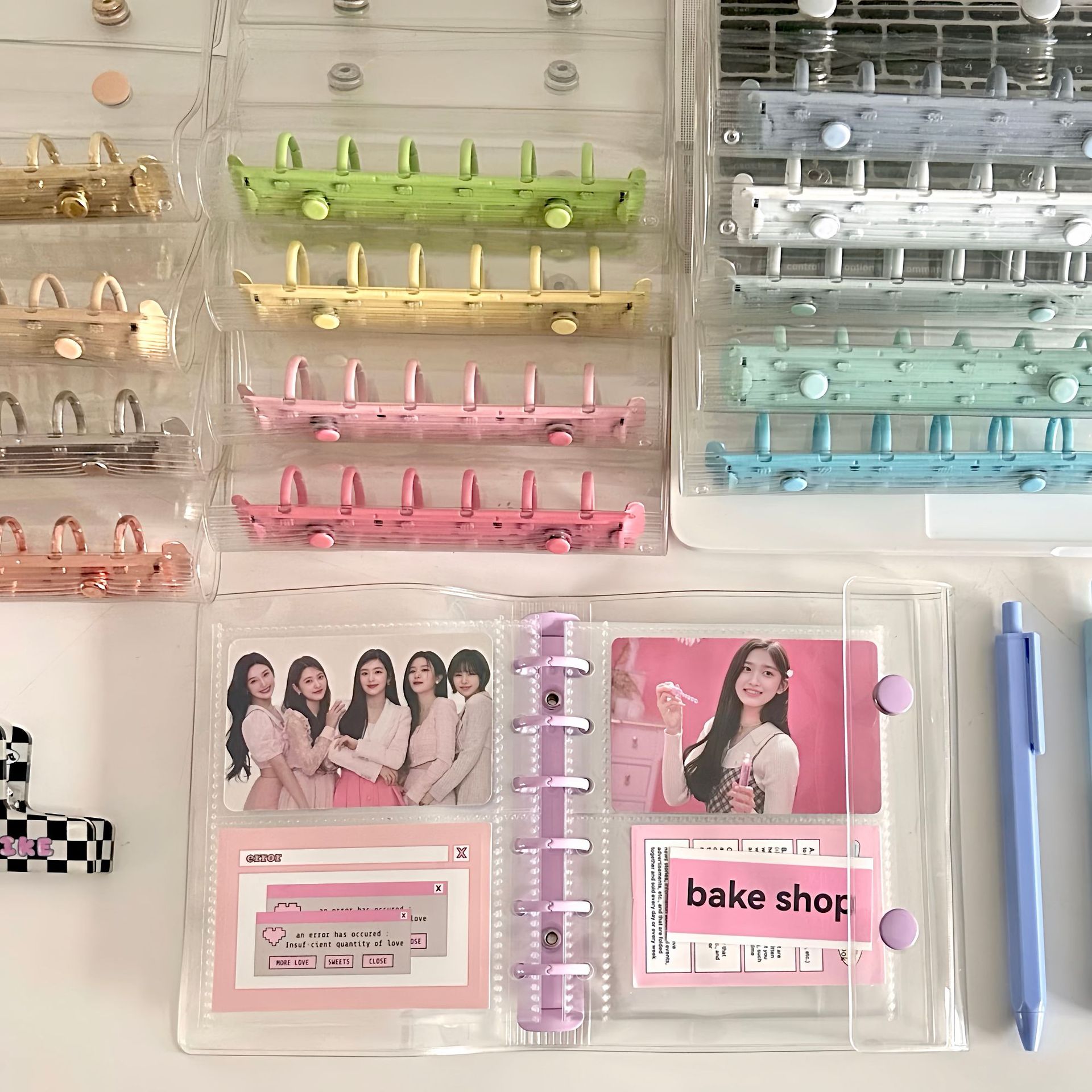 A7 Double Buckle Transparent PVC Soft Case Color Clip Loose-leaf Goo Card Book Book Book Book of Album Sticker Storage Book