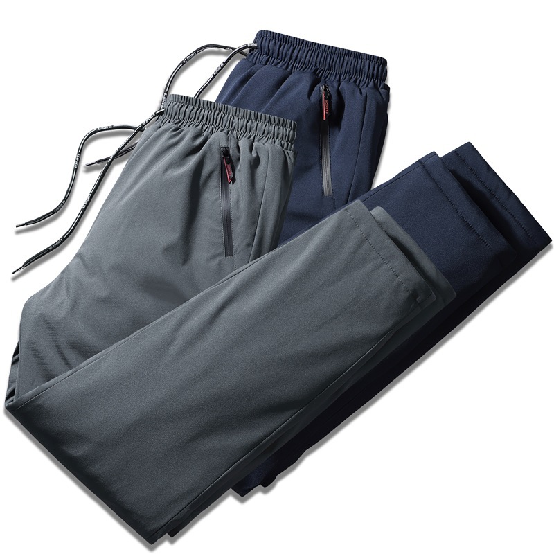 Down cotton pants men's autumn and winter wear thickened 2023 new fashion brand warm cotton pants casual sandwich pants