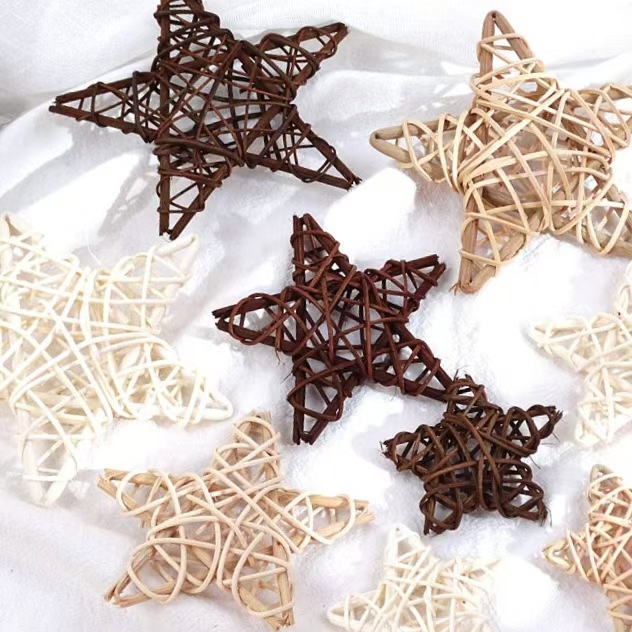 Three-color vine ball five-pointed star love photo props plant heart-shaped hand-woven Christmas Valentine's Day decorations