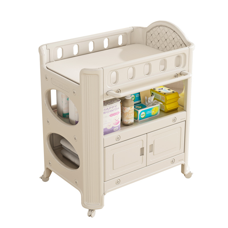 Diaper Changing Table, Baby Care Table, All-Plastic Crib, Movable Newborn Changing, Bathing and Caressing Table with Storage