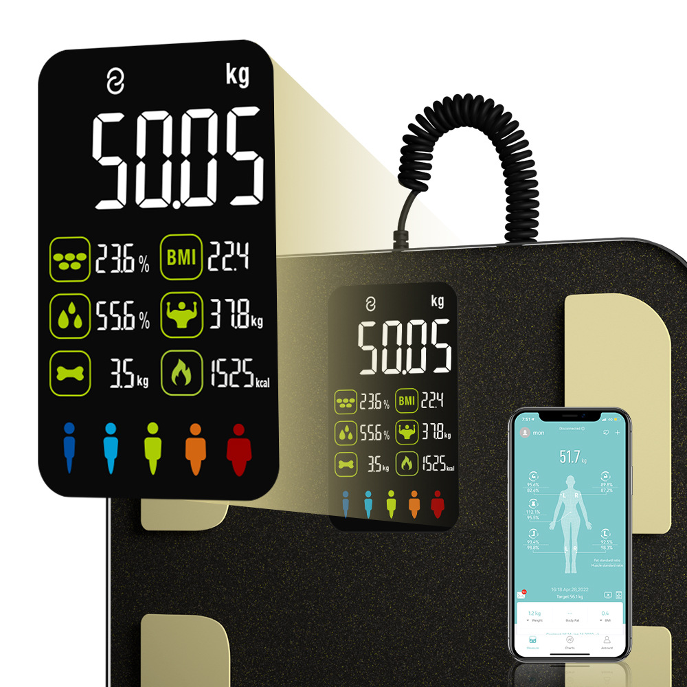 Cross-border Advanced Sense Eight-electrode Body Fat Weighing Intelligent Fitness Sports Weighing Scale APP Fat Measurement Bluetooth Body Fat Scale