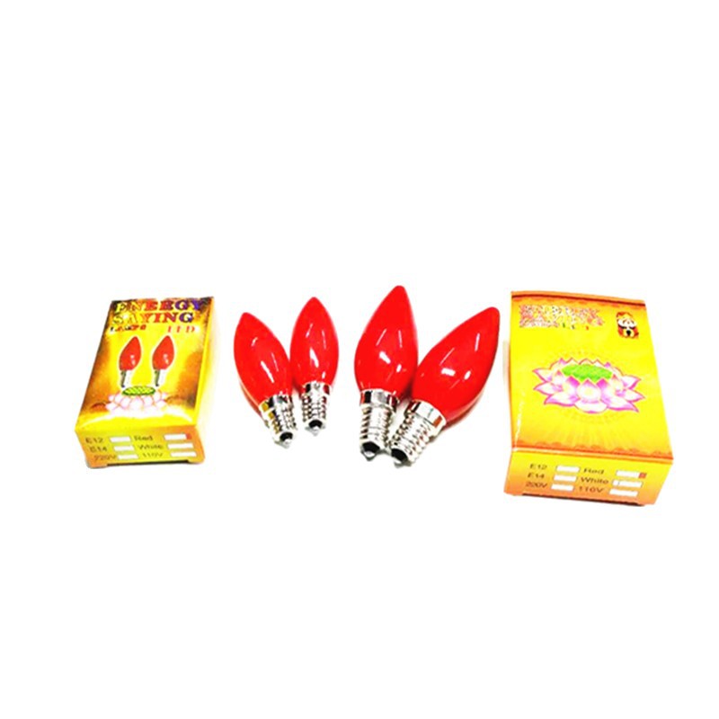 E12E14 screw pointed bubble LED Red God of Wealth Buddha worship desk candle Buddha lamp Lotus Long Ming Buddha bulb