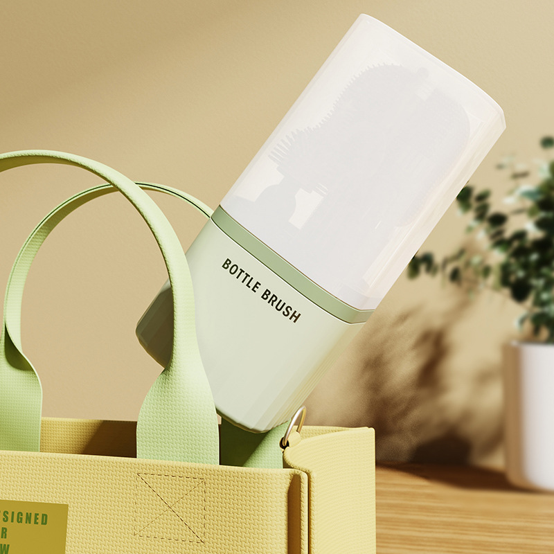 Cross-border silicone bottle brush suit travel portable nipple brush draining rack straw brush gap brush combination