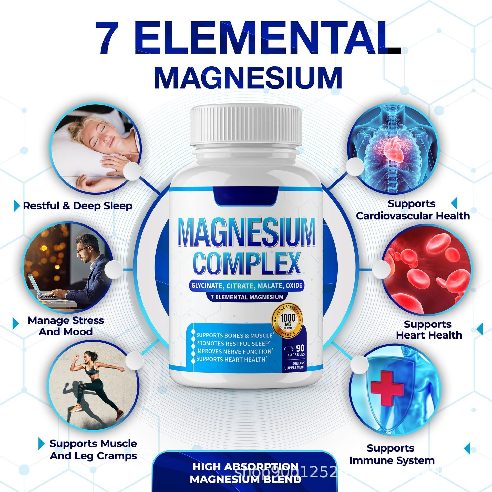 Cross-Border Tk Amazon Hot Selling Compound Magnesium Capsules 90 Capsules Hot Selling Spot Direct Delivery in the United States Can Be Oem