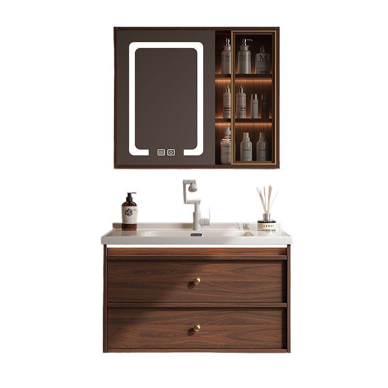 Walnut Antique Bathroom Cabinet Hand Wash Ceramic Integrated Bathroom Wash Basin Chinese Wash Combination Wash Basin