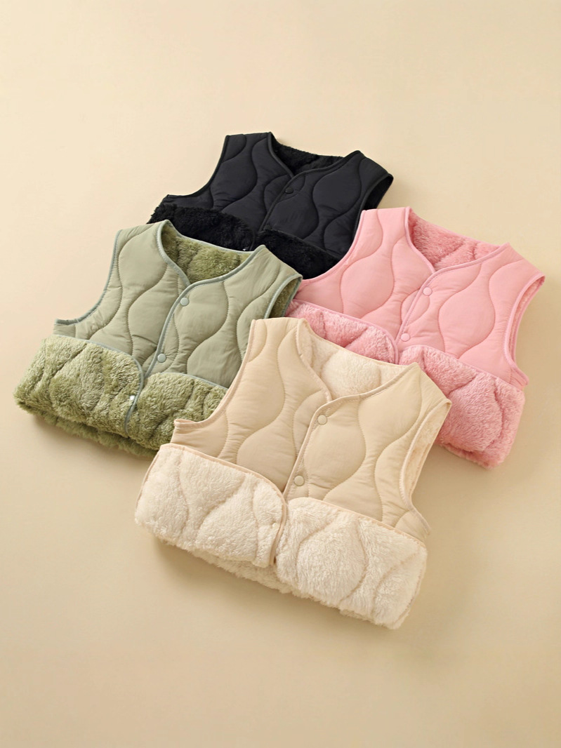 Mainly Recommended Thickeneded Cashmere Warm Vests for Boys and Girls, 2025 Autumn and Winter New Vests for Boys and Girls That Can Be Worn Outside