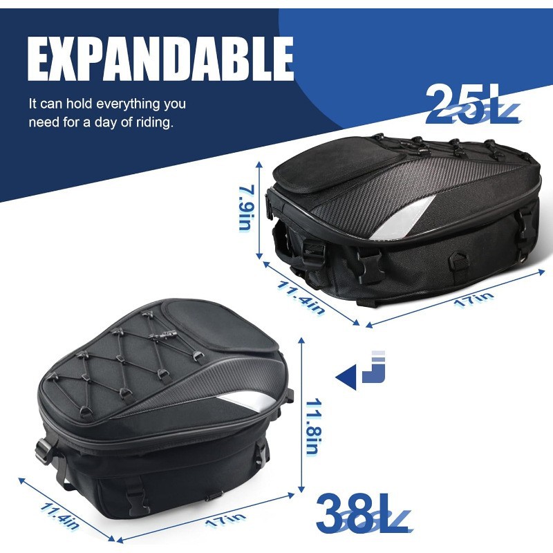 Motorcycle Rear Seat Helmet Bag Large Capacity Cycling Bag Travel Backpack Waterproof Rear Tail Bag Rider Equipment Bag