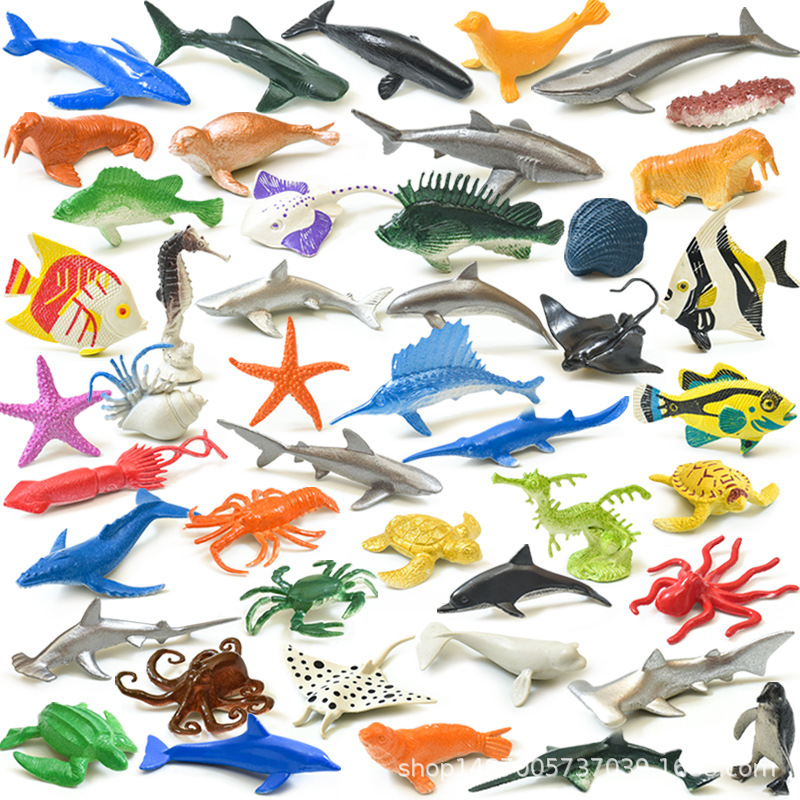 46 Mini Small Marine Animal Toys Artificial Model Doll Underwater World Dolphin Lobster Shark Crab