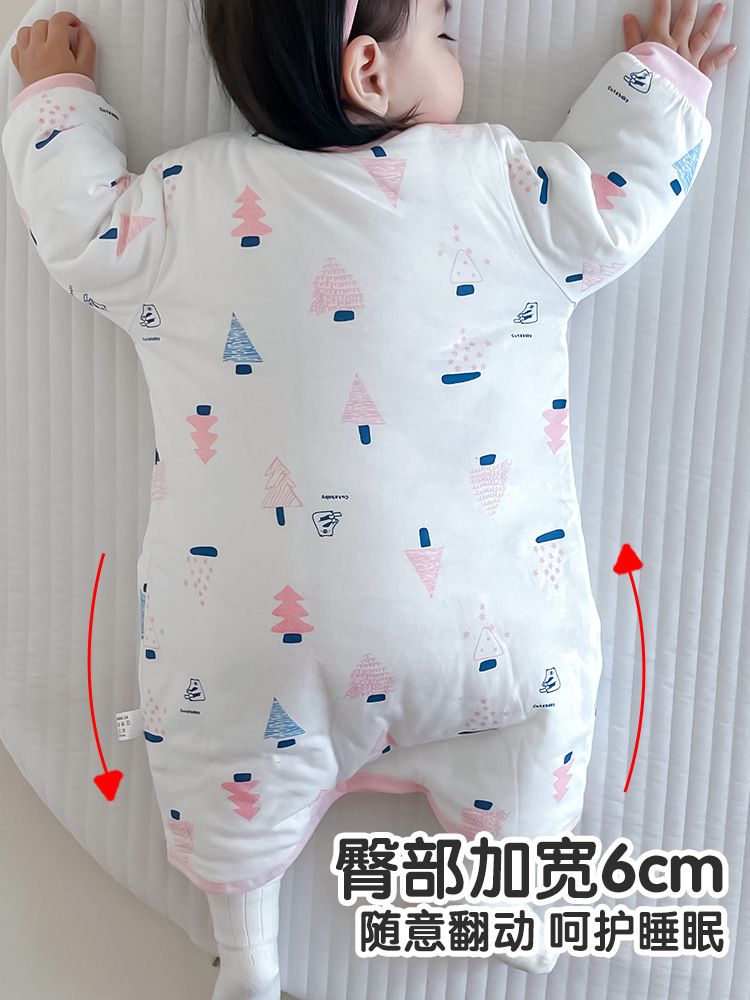 Baby Warm Pajamas Winter Super Thick Cotton Clothes Nightgown Baby Body Clothes Long Sleeve Home Clothes Winter Sleeping Bag Thick