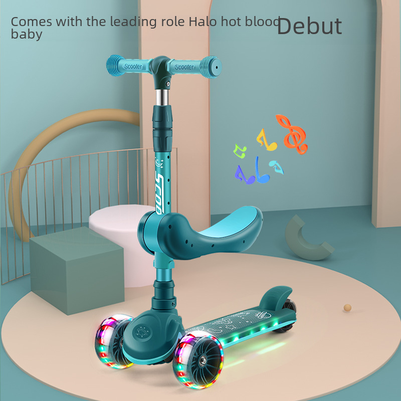 Children's scooter wholesale 2-12 years old children's car music three four wheel scooter scooter children